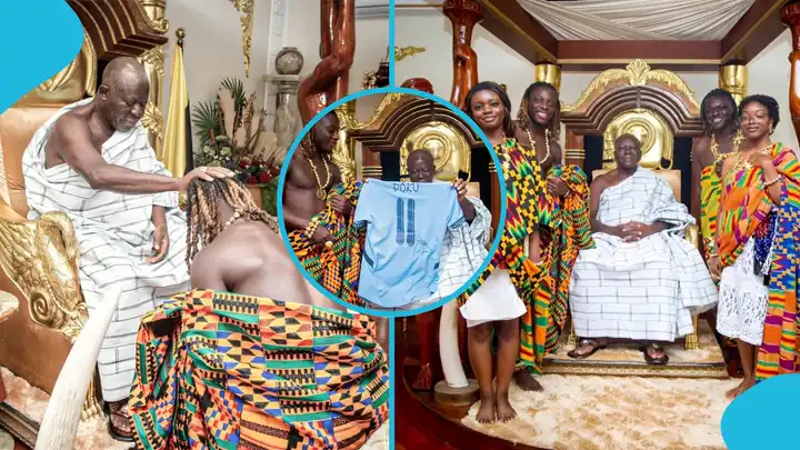Jeremy Doku Visits Asantehene Otumfuo Osei Tutu II During Heritage Tour in Ghana