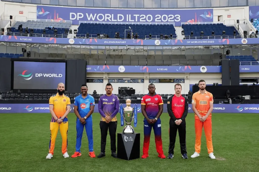 Top 10 Richest Cricket Leagues 2025: IPL, ILT20, SA20 Net Worth Revealed 8 ILT20 2025 UAE cricket league logo and high-profile international players