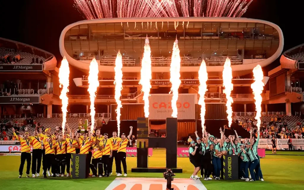 Top 10 Richest Cricket Leagues 2025: IPL, ILT20, SA20 Net Worth Revealed 11 The Hundred 2025 England 100-ball cricket league logo and men’s & women’s teams