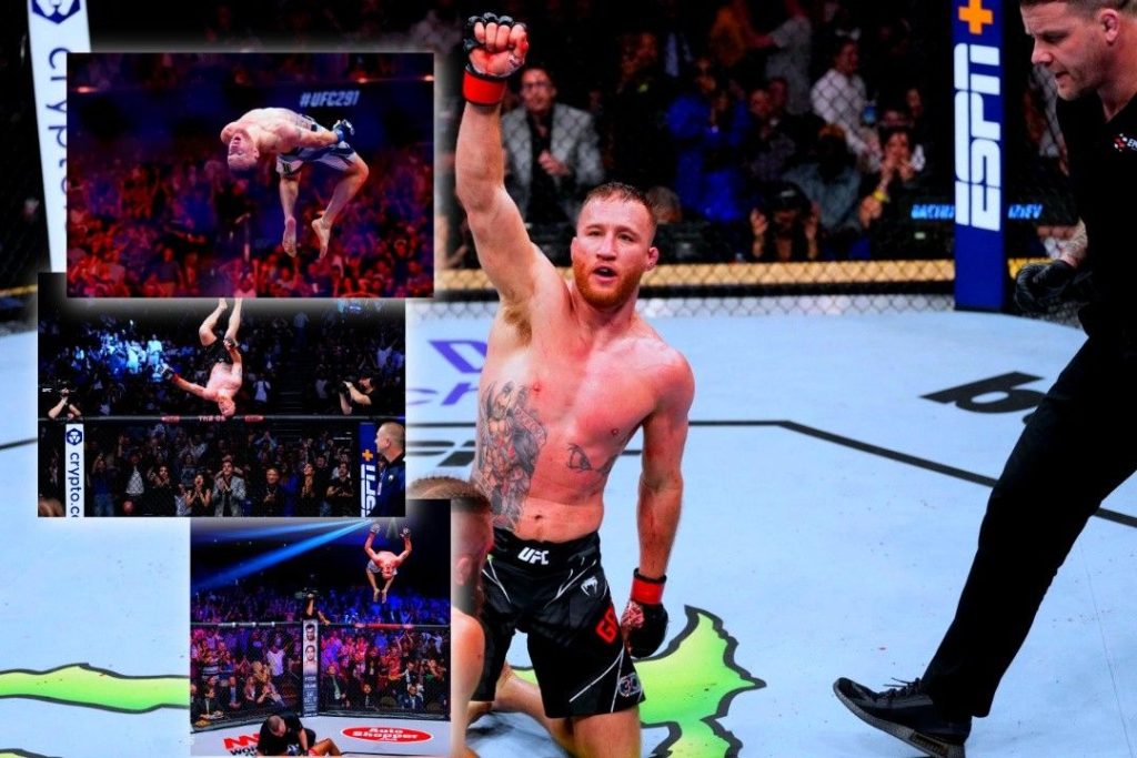 Top 5 UFC Post Fight Celebrations: Signature Gestures That Are More Than Just Viral 7 Justin Gaethje's backflips are a hallmark of Top 5 UFC post fight celebrations